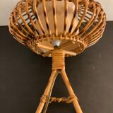 Rattan lamp in the shape of an ellipse Louis Sognot 1950
