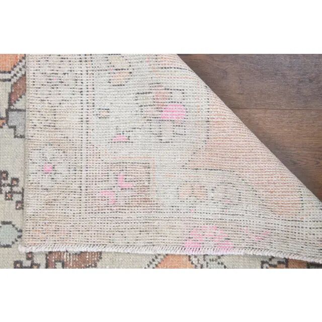 1970s Turkish Oushak Handmade Wool Cotton Orange Area Rug 121x220