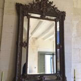 Louis XVI style mirror with closed trim, wood and gilded stucco