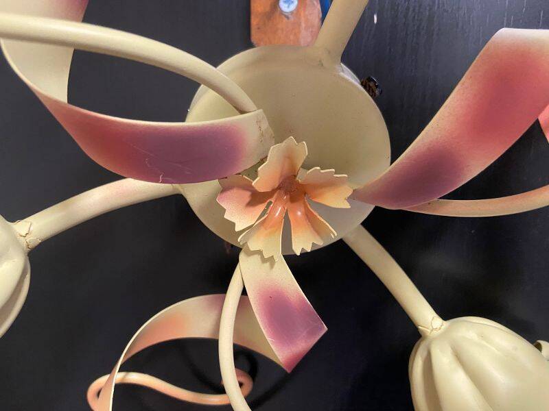 Antique wall light fixture ceiling lamp florentine bouquet floral design 1970