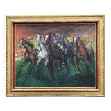 Oil on canvas by R. Caillaux (1904-1989) "Race Horses"