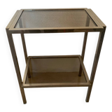 Chrome and smoked glass designer side table / side table, 1970s