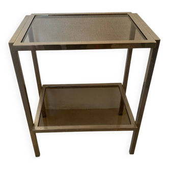 Chrome and smoked glass designer side table / side table, 1970s