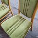 Set of 4 vintage Scandinavian chairs in light wood and green velvet.
