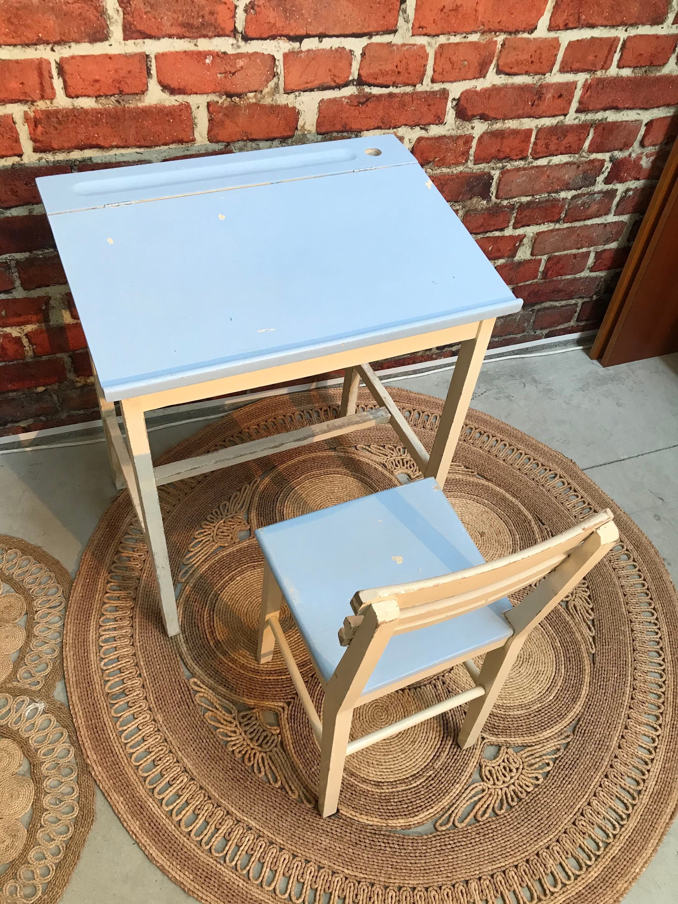 School desk and chair