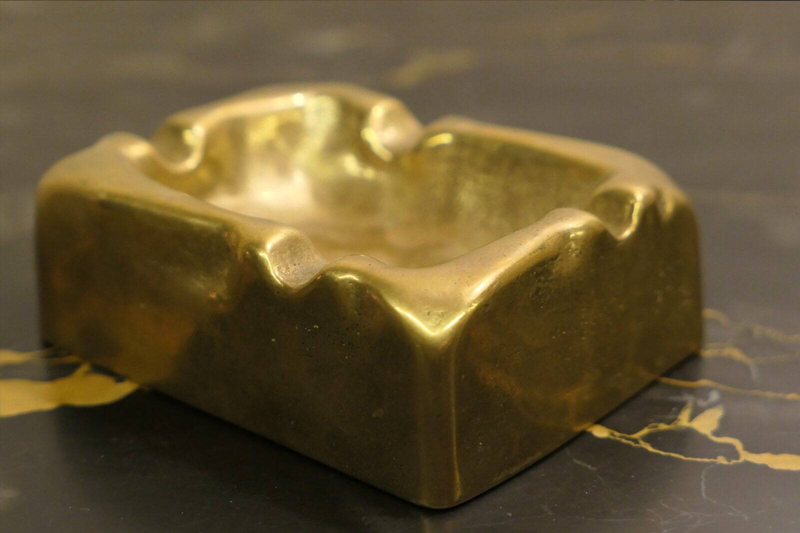 Brutalist bronze ashtray, Lauterbach, France, 1950s