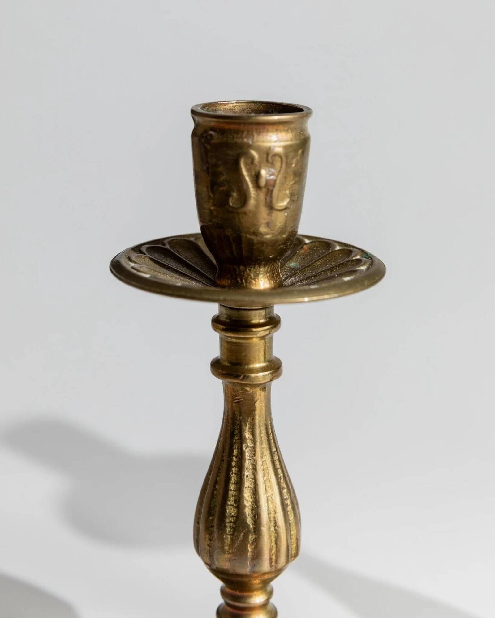 Vintage 1930s Solid Brass Candleholders Set of 2, Warm Golden-Brass, Italian Classic Table Decor