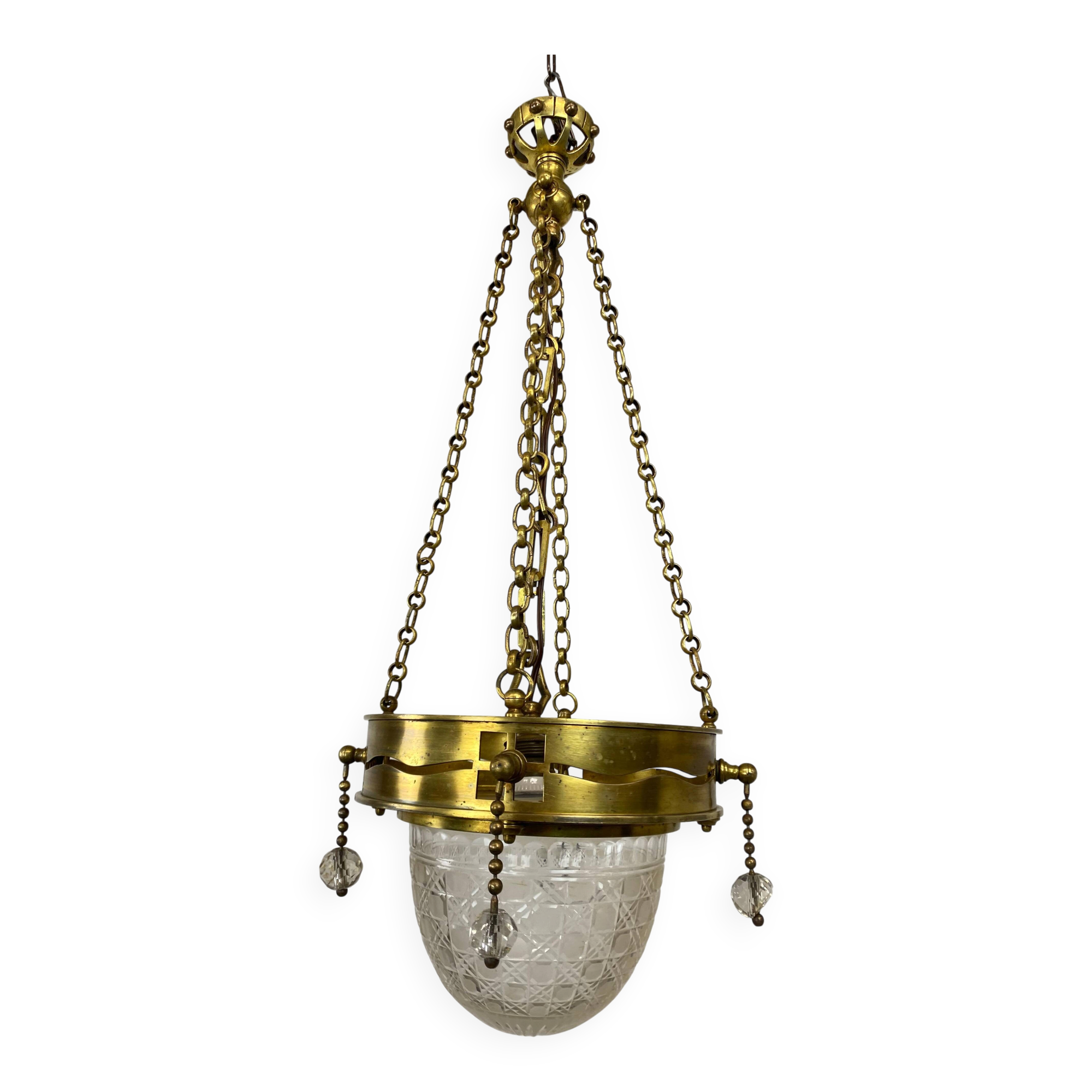 Suspended brass art from the Vienna Secession by Kolo Moser.