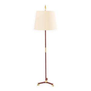 Jacques Adnet lampadaire - cuir rouge 1950