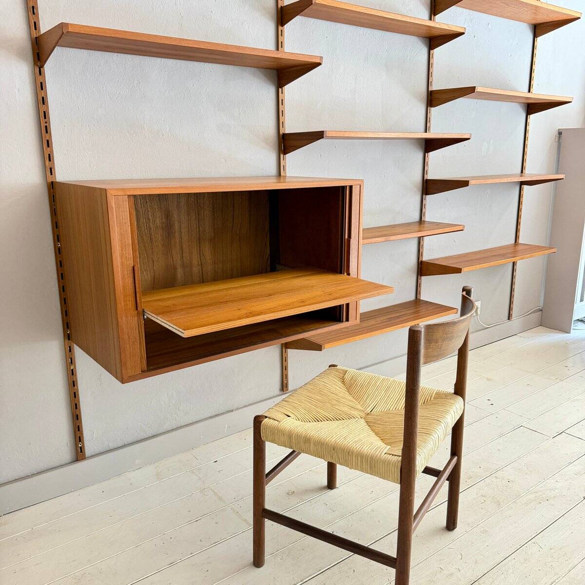 Large modular teak wall system by Kai Kristiansen, Denmark, 1960s