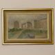 Original Swedish oil painting on canvas "Silent Houses" – vintage and framed