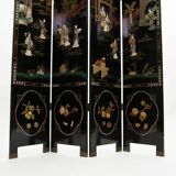 Chinese screen with decoration of hard stone lacquered with four panels 1940