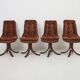4 chaises en velours marron, 1970