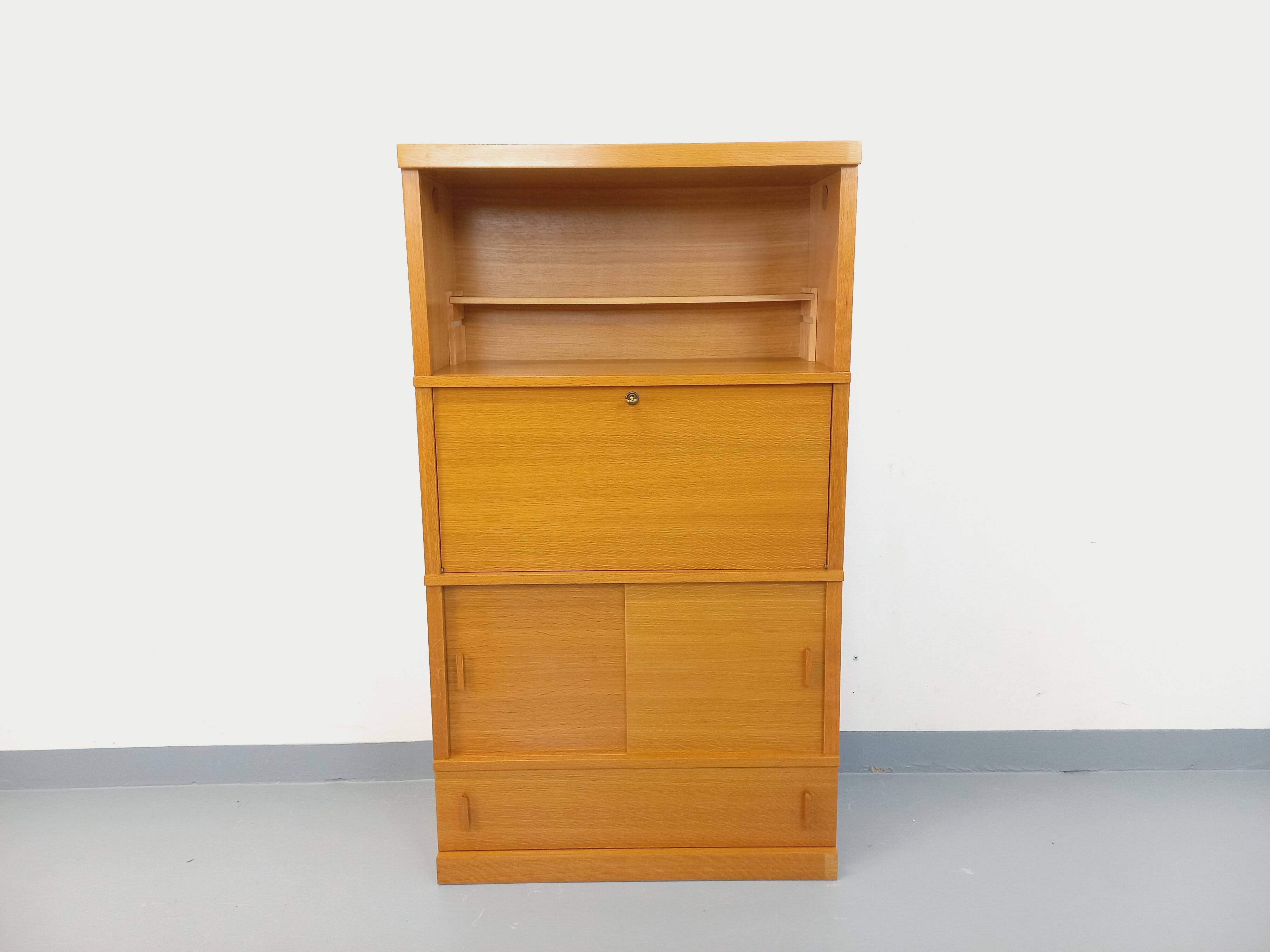 Vintage oak wood secretary bookcase storage furniture