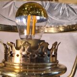 Large brass lamp with its crystal dome electricity redone in the 70s 50x22 cm