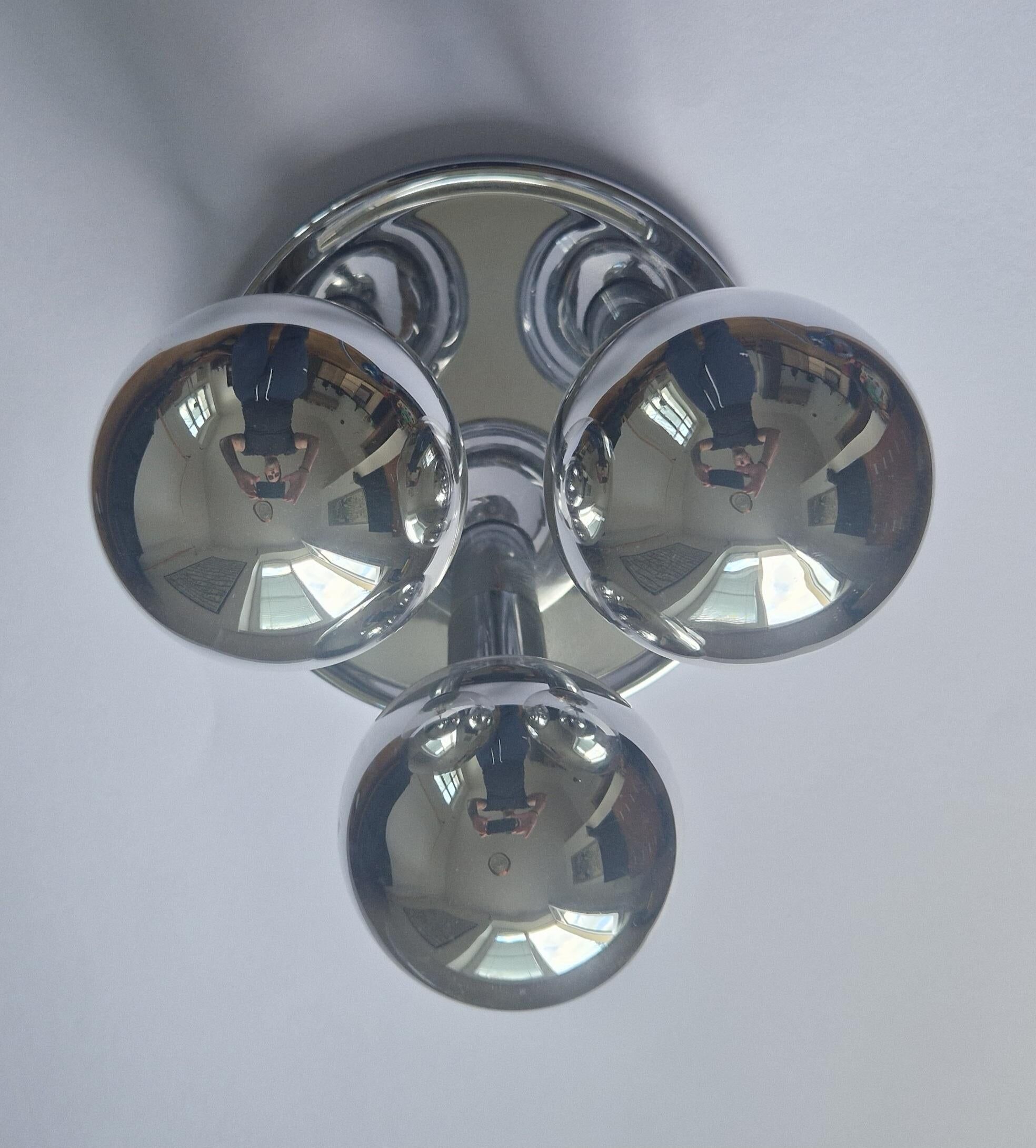 Rare Midcentury Flush Mount, Ceiling Lamp, Italy, 1970s