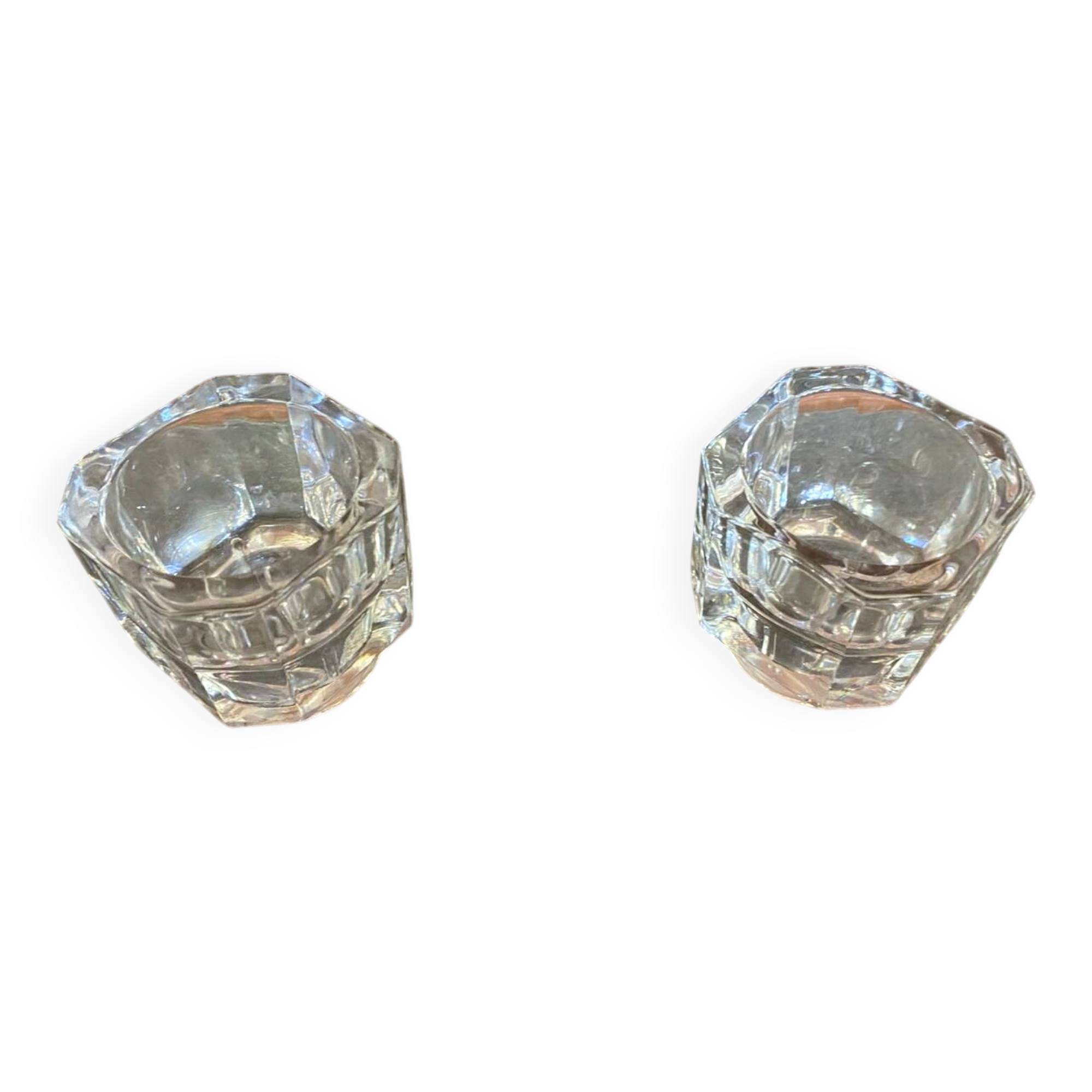 Pair of Antique Candle Holders COVETRO Design Moulded Glass Italy 60’s Vintage