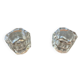 Pair of Antique Candle Holders COVETRO Design Moulded Glass Italy 60’s Vintage