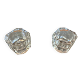 Pair of Antique Candle Holders COVETRO Design Moulded Glass Italy 60’s Vintage
