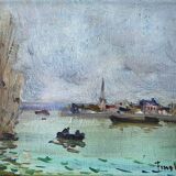 HST painting signed Georges FERRO-LA GREE (born 1941) Landscape of Loire Bréhémont?