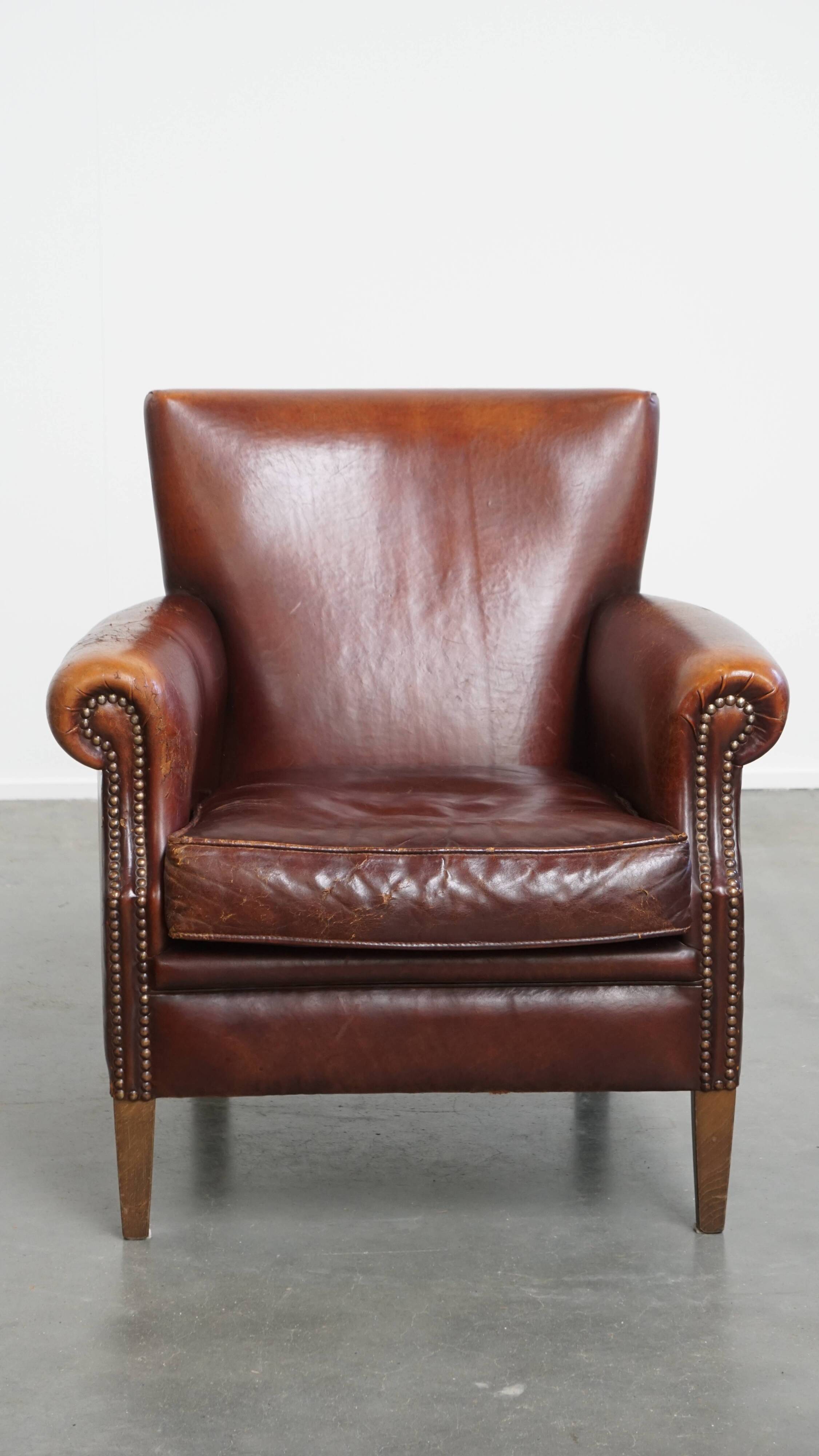 Vintage Sheepskin Leather Armchair
