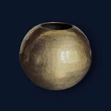 Antique decorative round vase in hammered brass