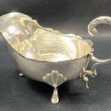 English George III style silver plated tripod sauce boat