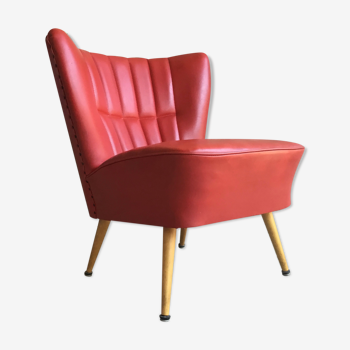 Fauteuil vintage en skaï rouge - 1960