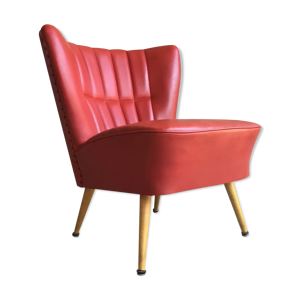 Fauteuil vintage en skaï rouge