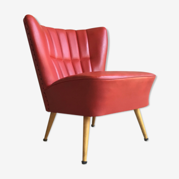 Vintage cocktail armchair in red skaï - 1960