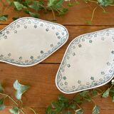 Pair of antique earthenware butter dishes from Saint-Amand (Nord)
