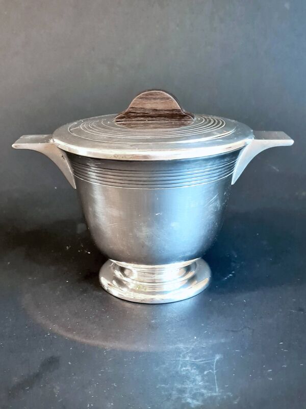 Service à thé & café art déco en métal argenté et ébène