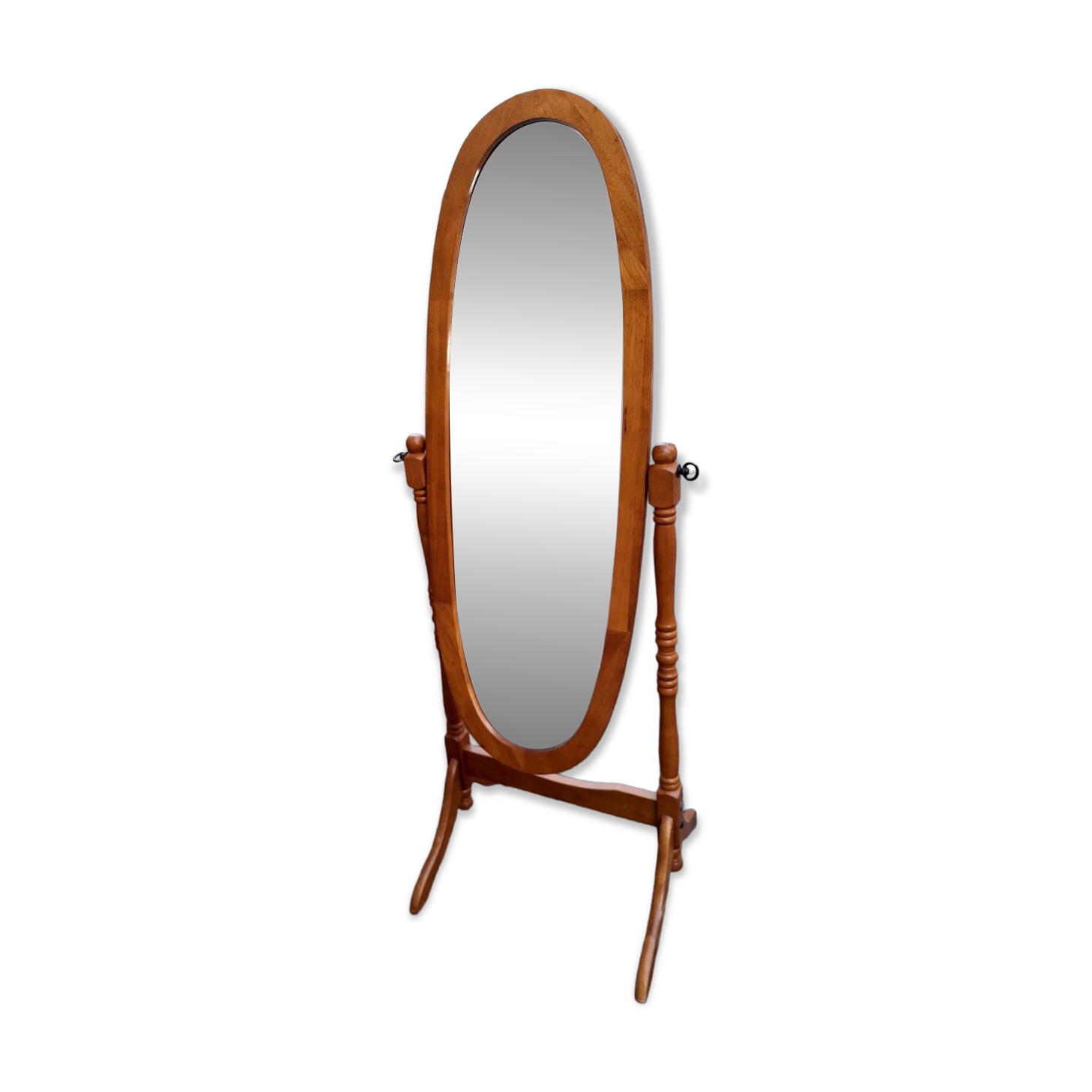 Tilting cheval mirror, in beechwood, for bedroom or dressing room