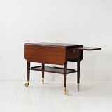 Vintage Scandinavian mahogany trolley 1940s with brass details