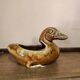 Vintage glazed ceramic duck catchall