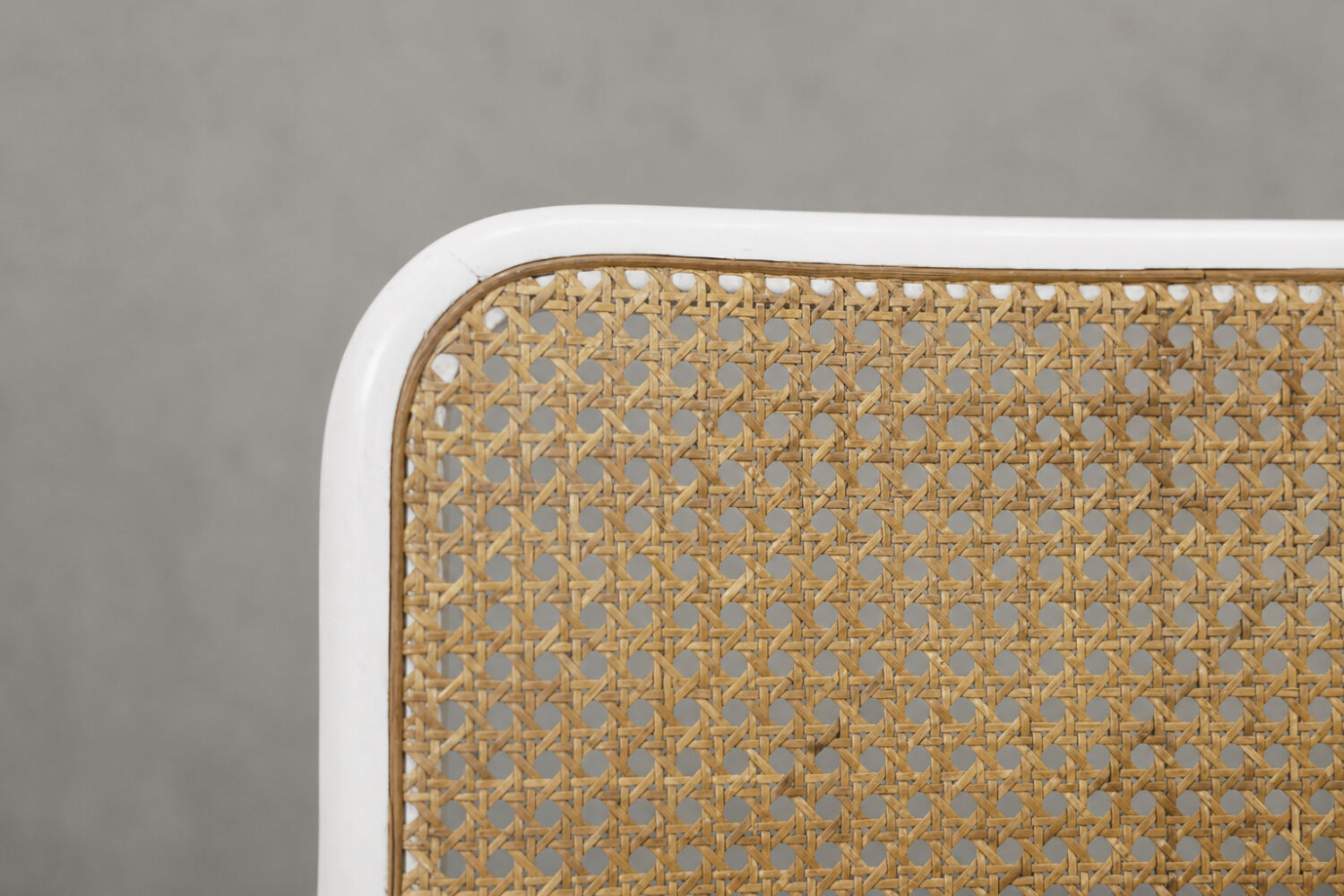 Set of 2 Vintage MidCentury Italian Modern White Wood&French Wicker Chairs
