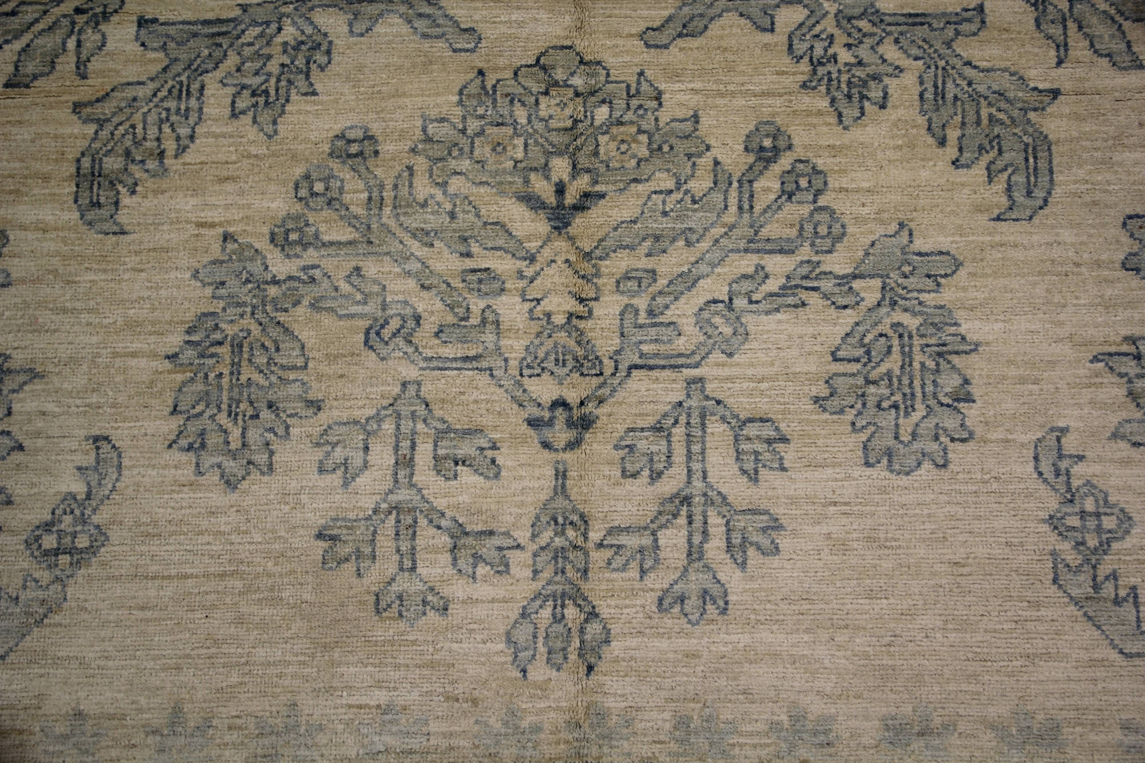 Handknotted Light Blue Rug Cream Oversize Floral Zeigler Carpet Home Interi