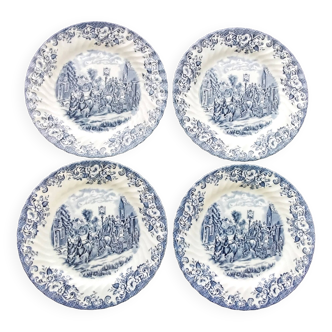 4 Assiettes plates Johnson Bros Modèle Coaching Scène