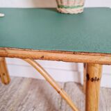 Old bamboo coffee table green top