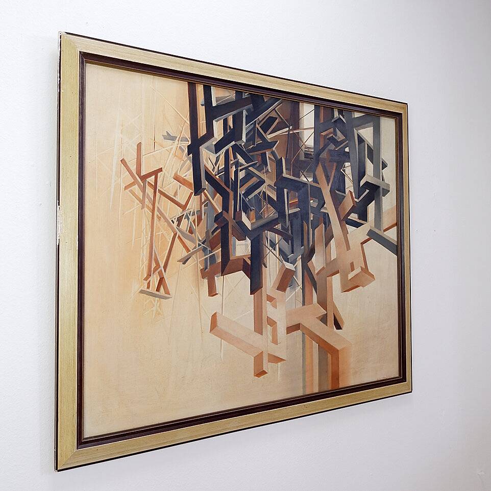 Alix Dufaux - Abstract Geometric painting 1967