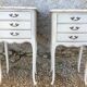 Pair of Louis XV style bedside tables patinated beige