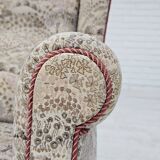 1955-60s, Danish design, high back armchair in floral multicolor fabric, original condition.