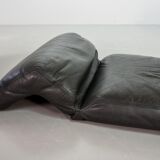 Durlet 'Jeep' Modular Sofa in Anthracite Grey Leather, Belgium 1970s