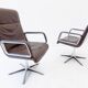 Wilkhahn Delta Highback set of 2 brown leather armchairs by Delta Design
