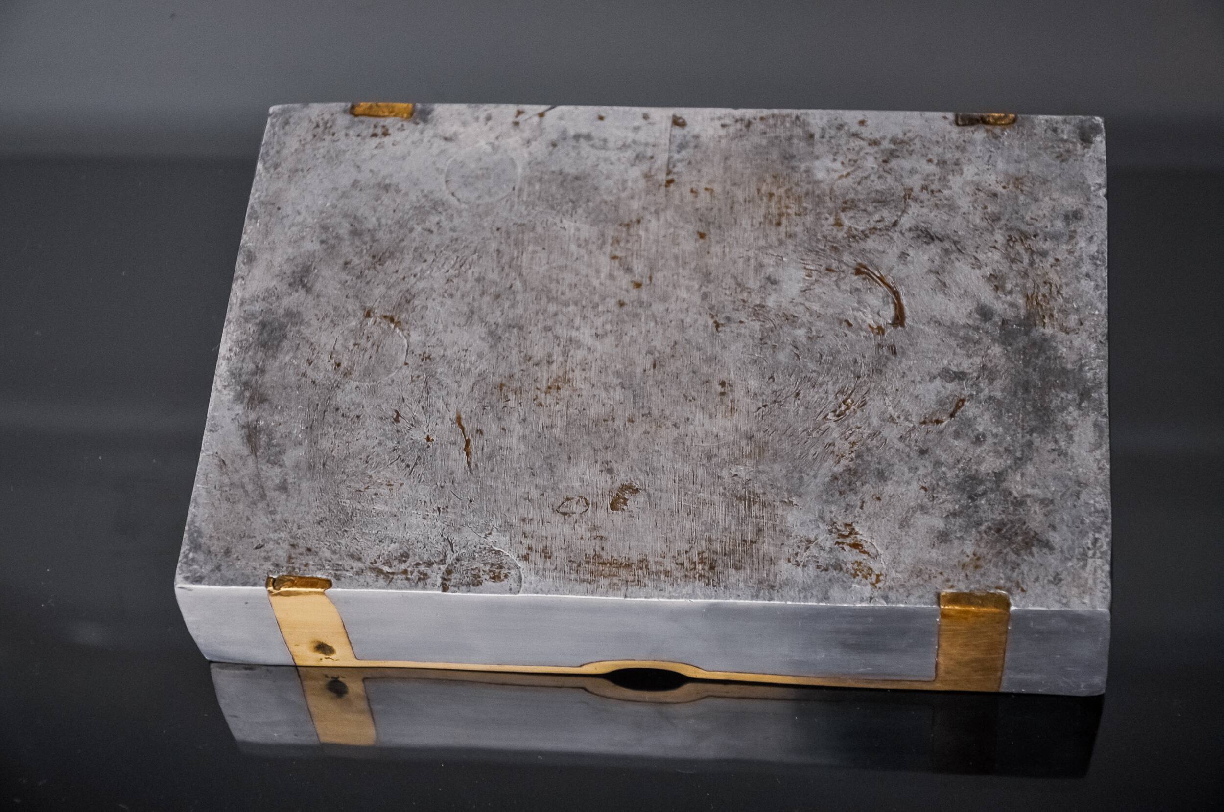 Brutalist ashtray by David Marshall, bronze and brass, Spain, 1970