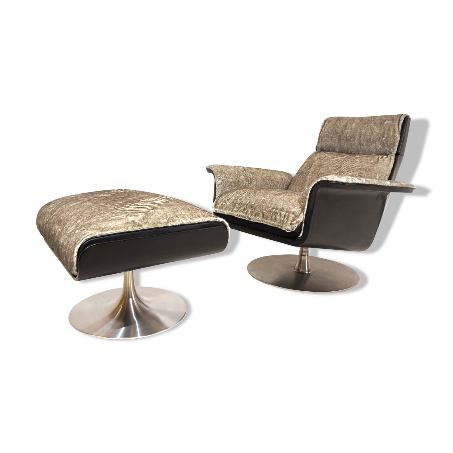 Fauteuil lounge Kaufeld Siesta 62 avec pouf par Jacques Brule
