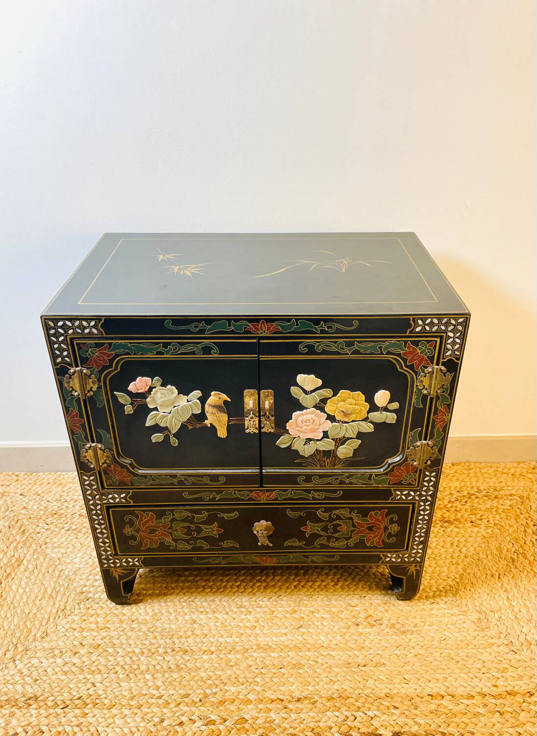 Charming Chinese Lacquer and Mother-of-Pearl Storage Unit 1960