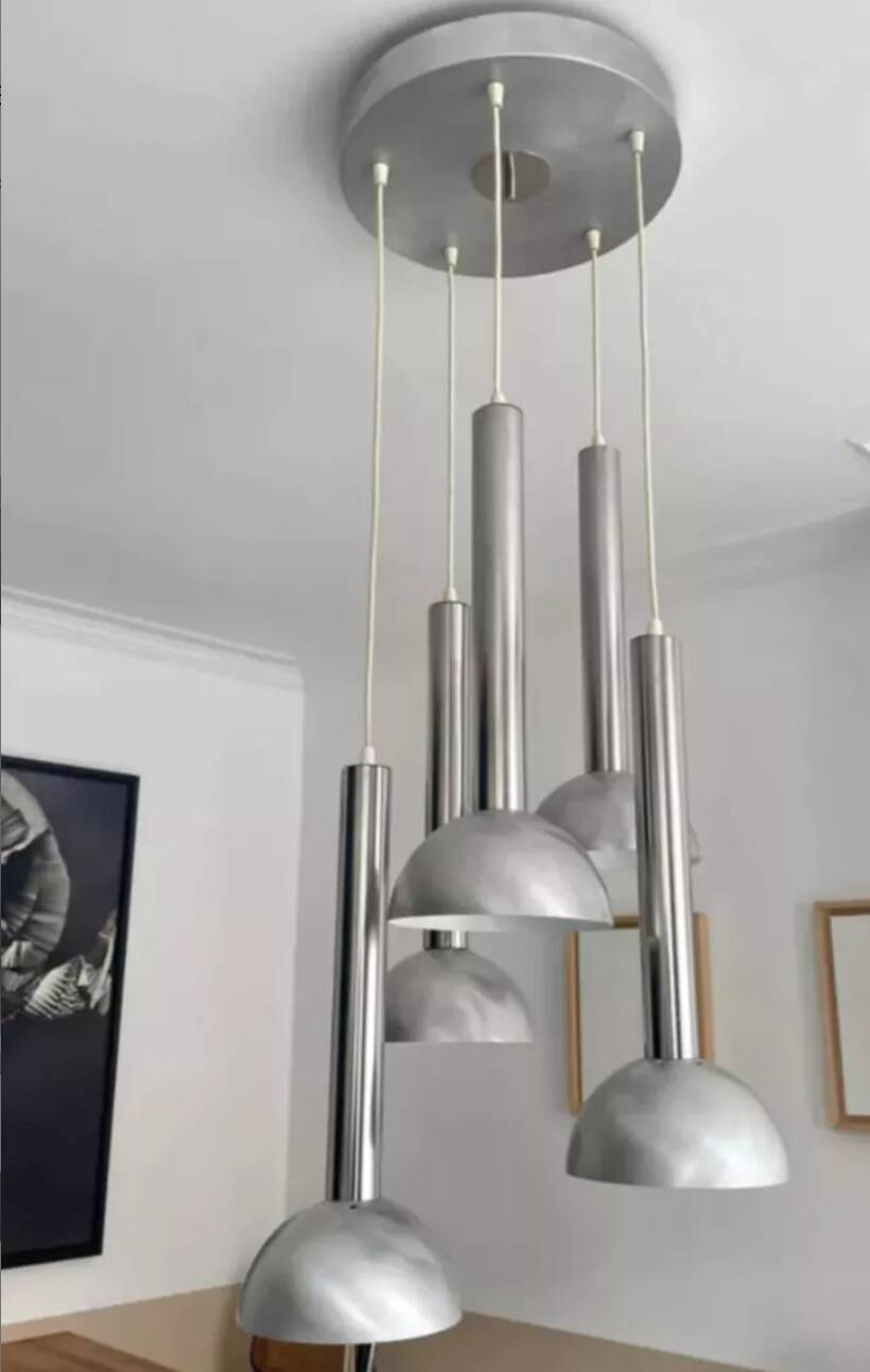 Vintage chrome and brushed metal suspension France 1970