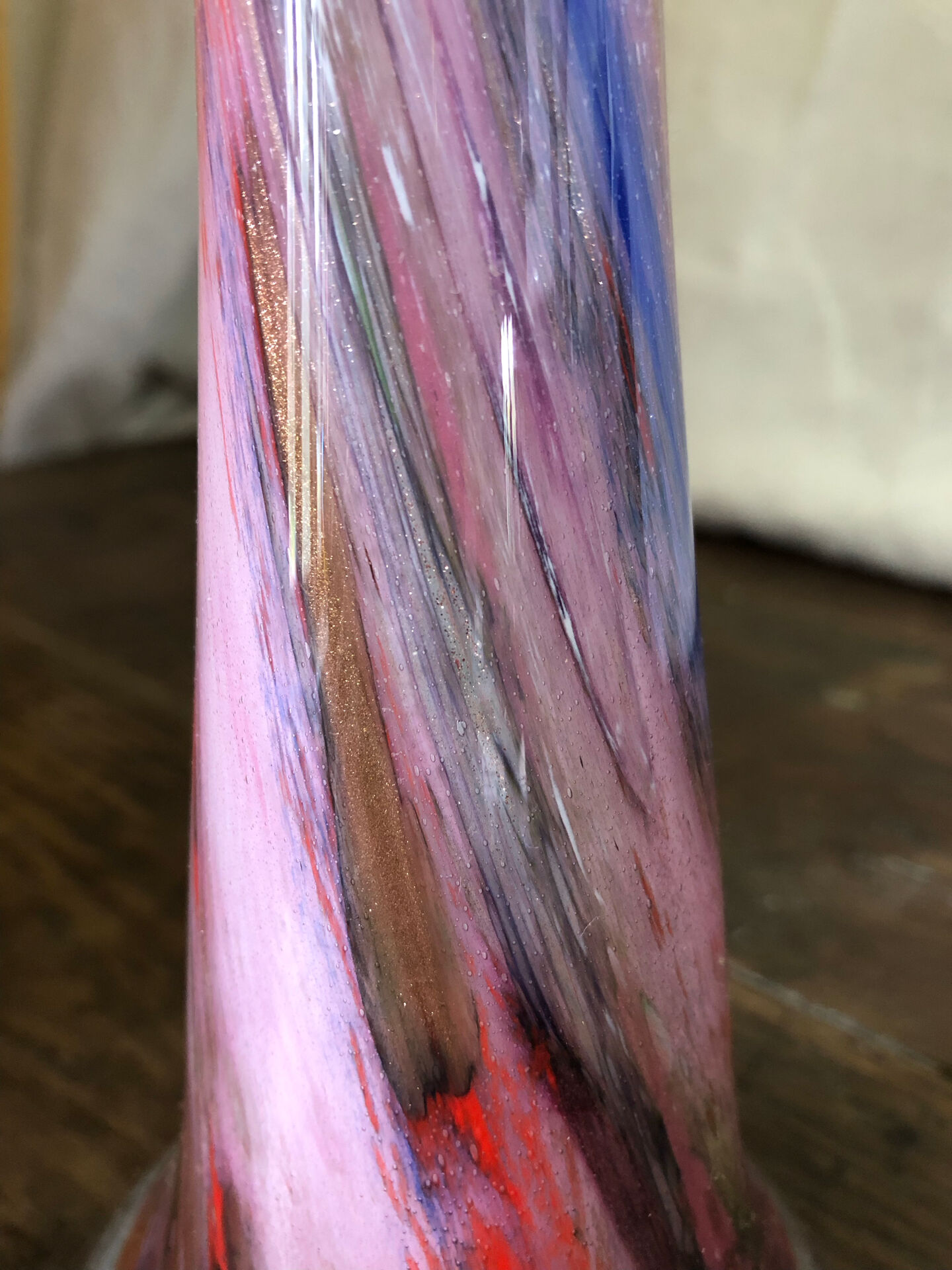 Vase tube en verre soufflé multi couleurs