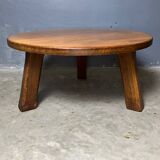 Round Oak Brutalist Rustic Coffeetable